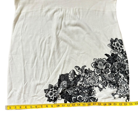 Unity World Wear Lace Floral Print W/ Rhinestone Detail Babydoll Sweater Blouse - Picture 11 of 14